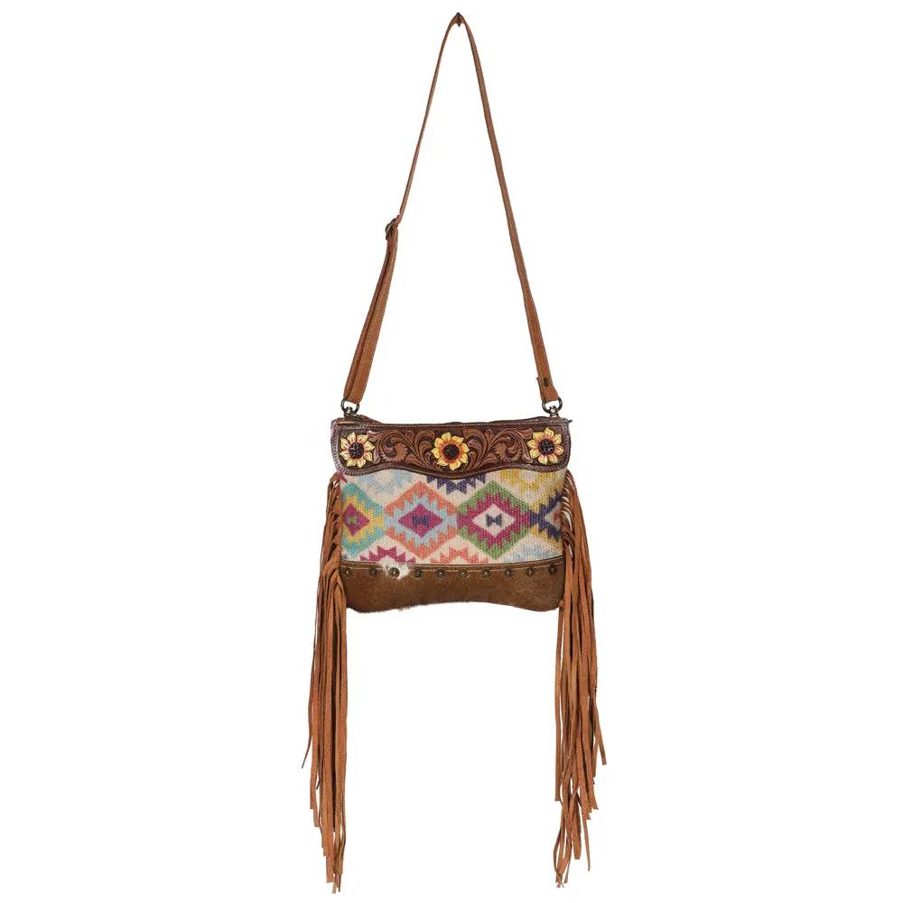 Ohlay Cross Body Hand Tooled Upcycled Wool Canvas Hair-On Genuine Leather Women Bag Western Handbag Purse | For Womens Summer 1