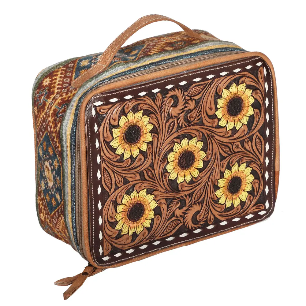 Ohlay Jewelry Case Hand Tooled Upcycled Canvas Genuine Leather Women Bag Western Handbag Purse Womens Handbags 1