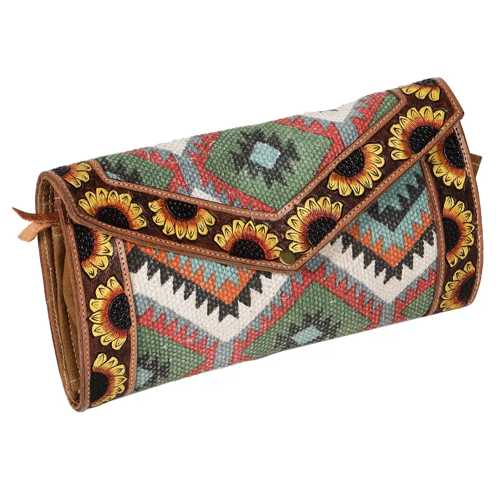 Ohlay Wallet Hand Tooled Upcycled Wool Genuine Leather Women Bag Western Handbag Purse Womens Handbags 1