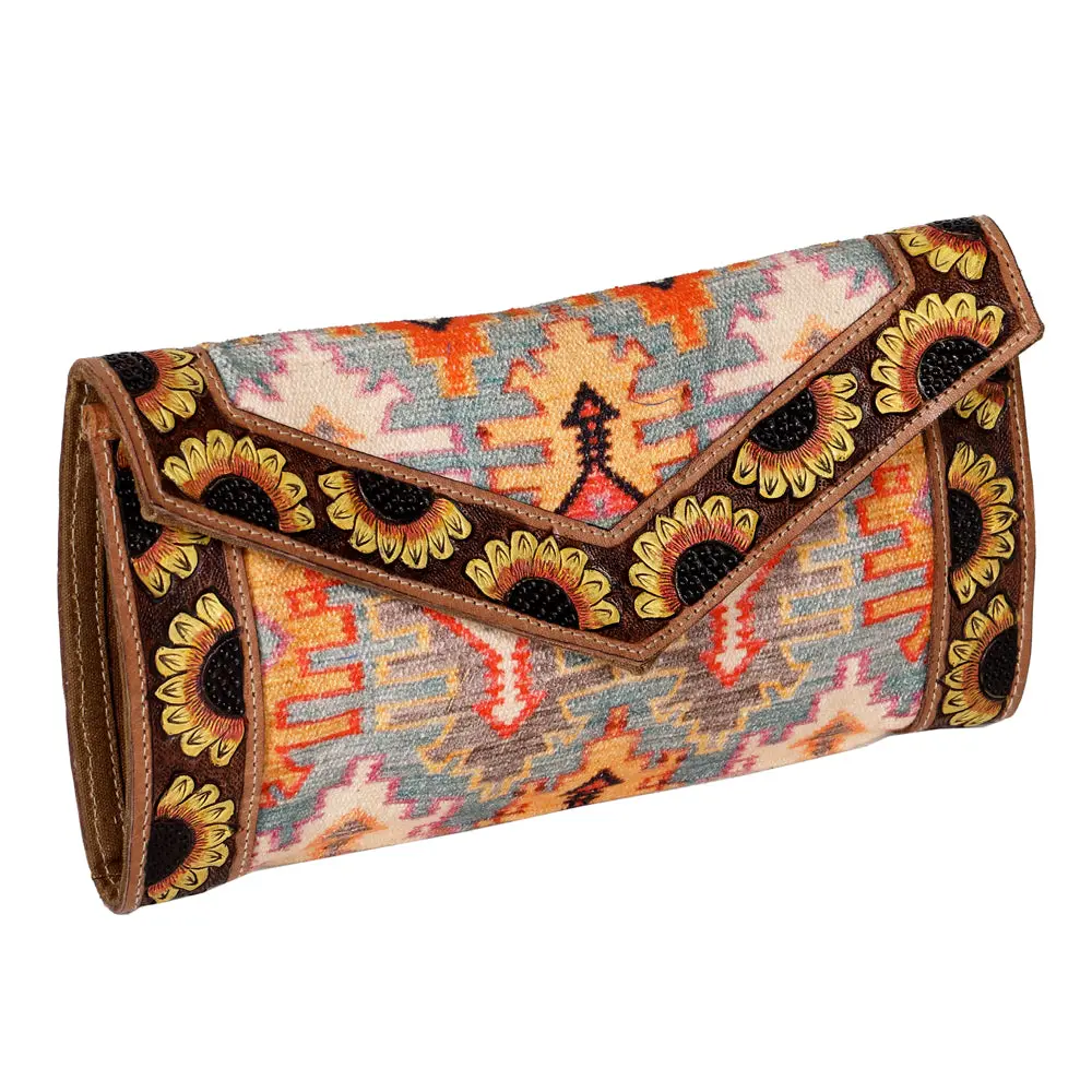 Ohlay Wallet Hand Tooled Upcycled Wool Genuine Leather Women Bag Western Handbag Purse Womens Handbags 1