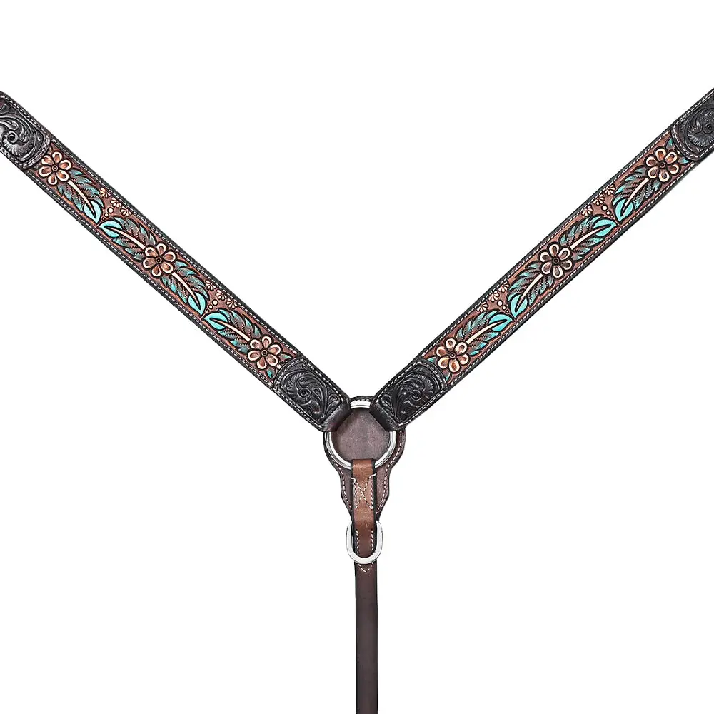 Hilason Western Horse Headstall Breast Collar Leather Brown | Tack Set For Horses 2