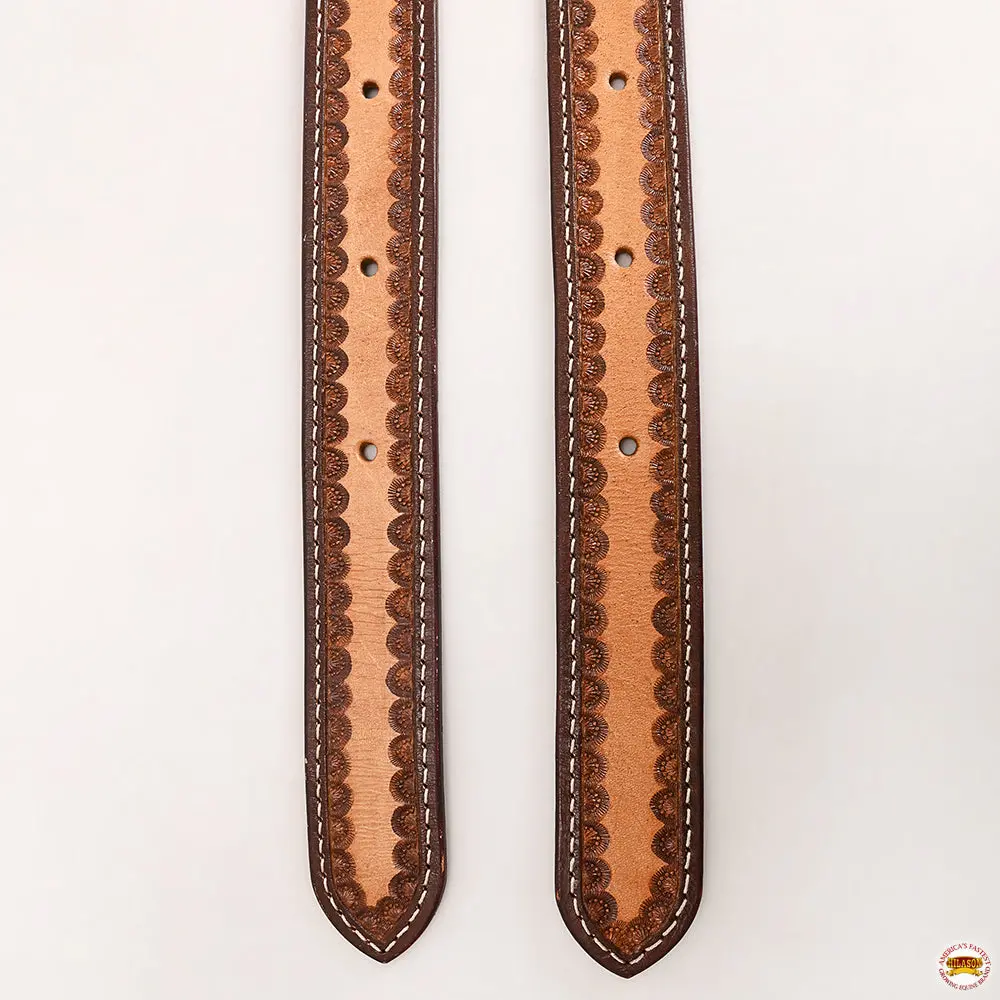 23 In Hilason Western Horse Hand Tooled Genuine Leather Saddle Back Billets Brown 2