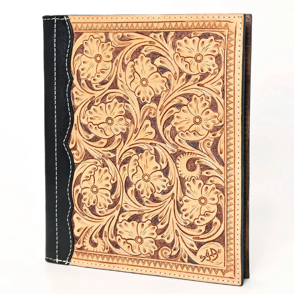 American Darling Western Portfolio Bag Hand Tooled Floral Carved Genuine Leather Document Holder 12In (H) X 9.5In (W) 1