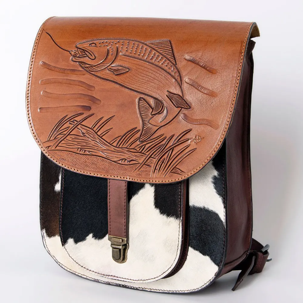 American Darling Backpack Hand Tooled Hair On Genuine Leather Women Bag | Laptop School Travel 1