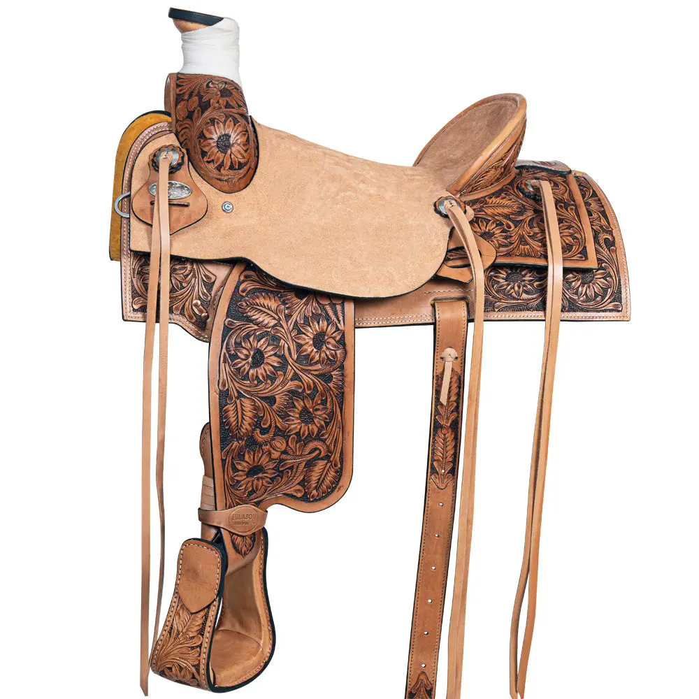 Hilason Western Ranch Roping Cowboy Horse Saddle American Leather Tan 1
