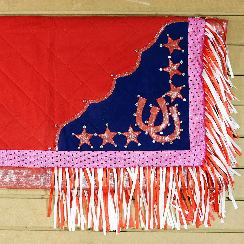 Csb920 Hilason Western Show Barrel Racing Rodeo Saddle Blanket Pad Pink & Blue 1