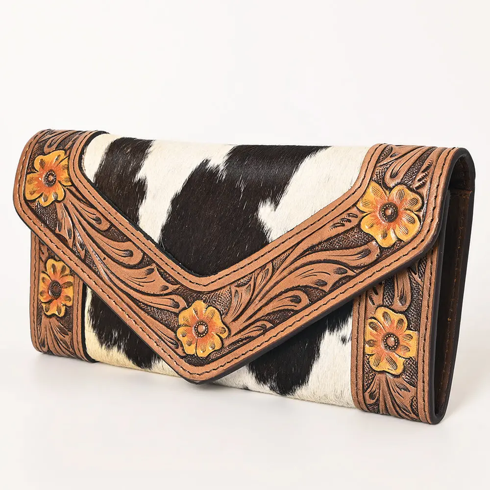 Ohlay Wallet Hand Tooled Hair-On Genuine Leather Women Bag Western Handbag Purse | Womens Handbags |Leather Belt For Summer 1