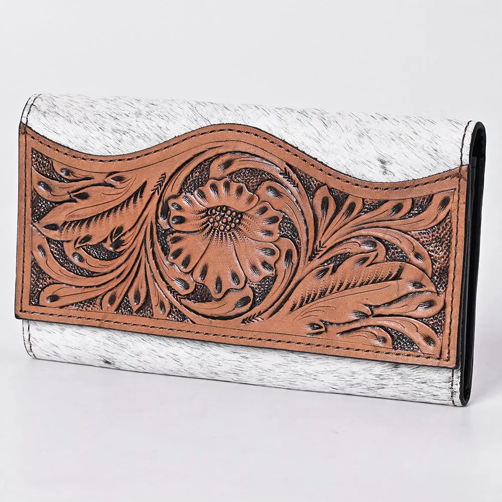 Ohlay Wallet Hand Tooled Hair-On Genuine Leather Women Bag Western Handbag Purse | Womens Handbags |Leather Belt For Summer 1