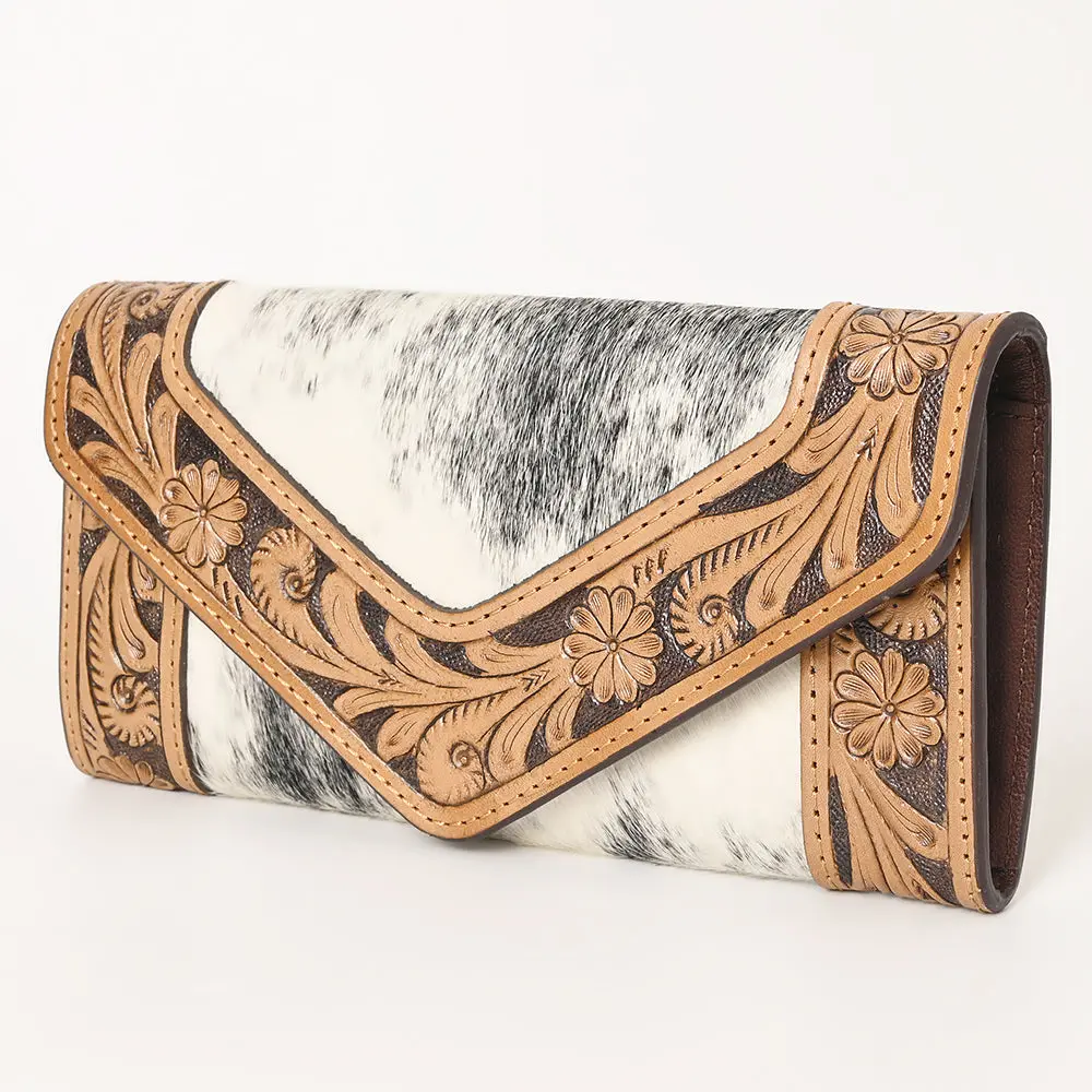 Ohlay Wallet Hand Tooled Hair-On Genuine Leather Women Bag Western Handbag Purse | Womens Handbags |Leather Belt For Summer 1