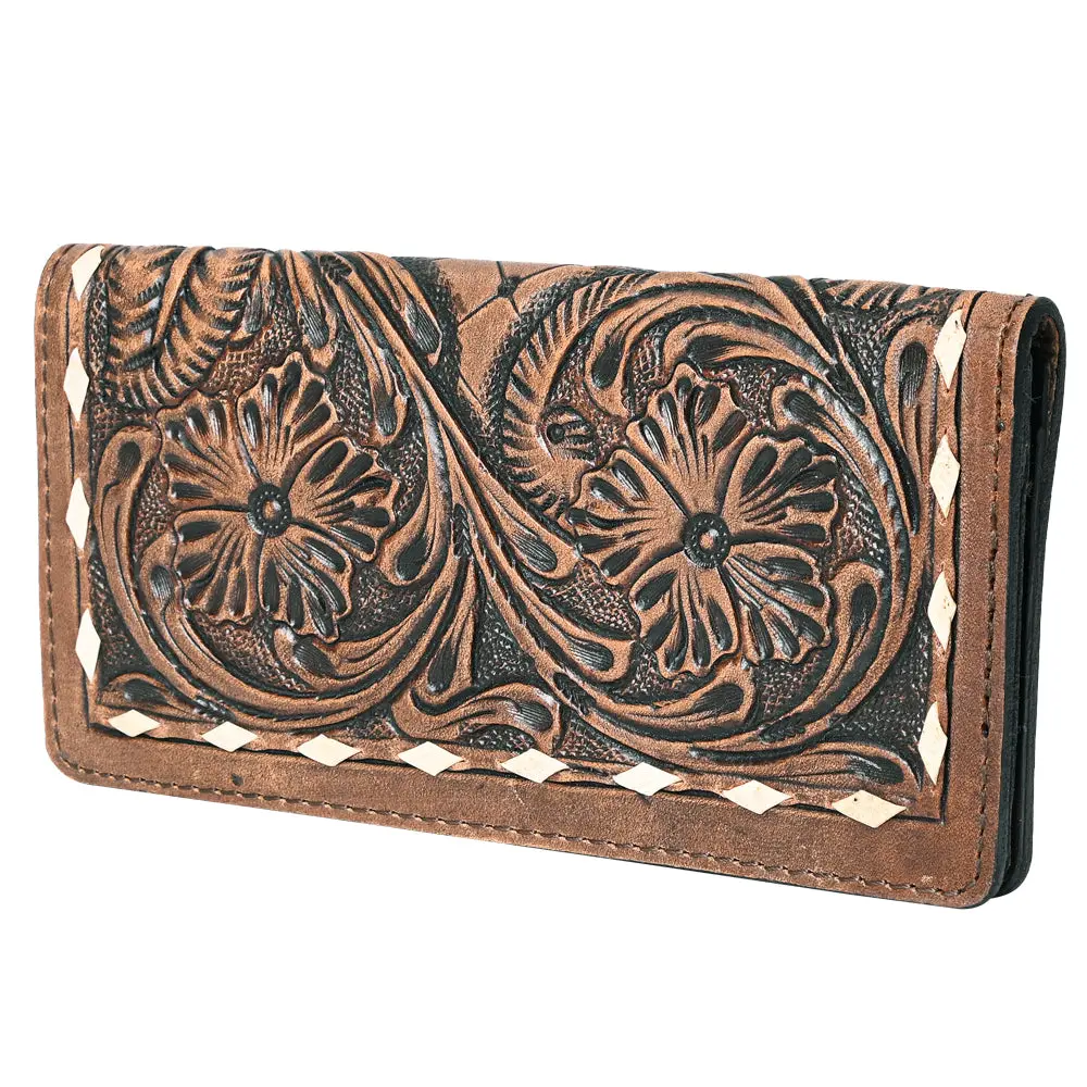 Ohlay Wallet Hand Tooled Genuine Leather Women Bag Western Handbag Purse 1