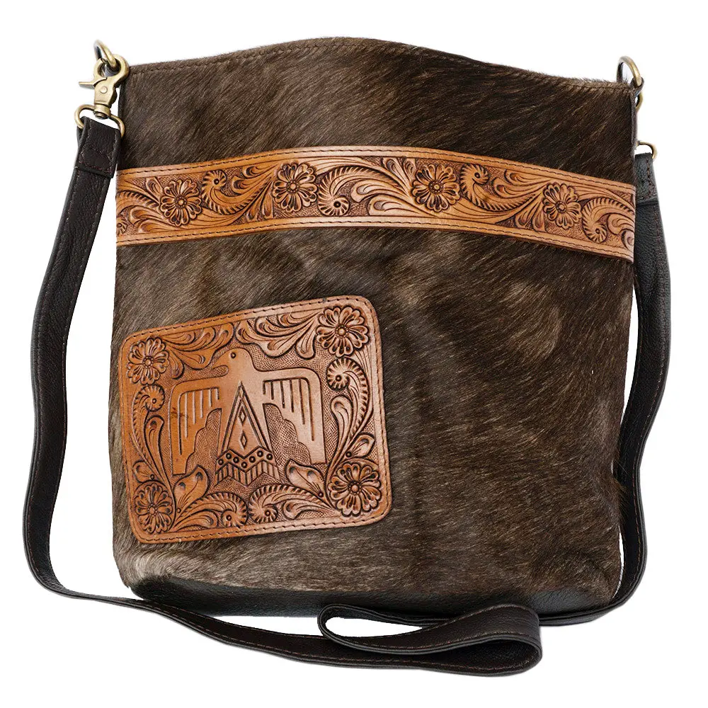 Ohlay Large Crossbody Hand Tooled Hair-On Genuine Leather Women Bag Western Handbag Purse | Womens Handbags Belt For Summer 1