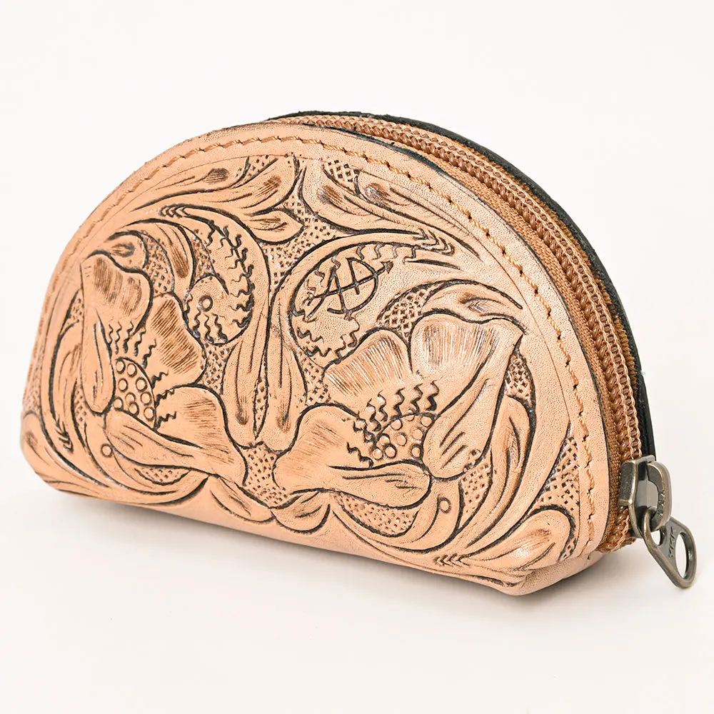 American Darling Western Sunglass Case Hand Tooled Floral Carved Genuine Leather 3In (H) X 4In (W) X 1In (D) 2