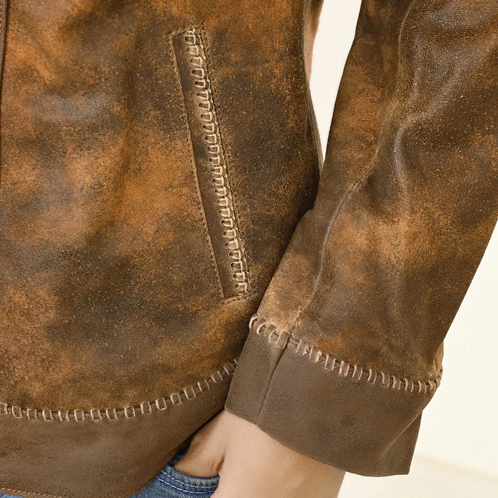American Darling Genuine Vintage Leather Women Blazer Dress Shirt Jacket Ladies Girl| | For 3
