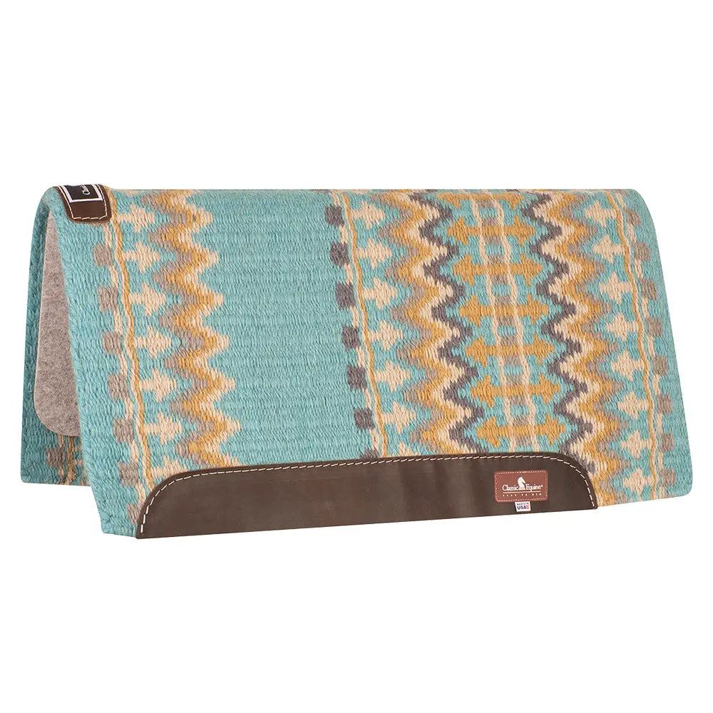 32 In X 34 Classic Equine 100% Wool Saddle Pad Turquoise 1