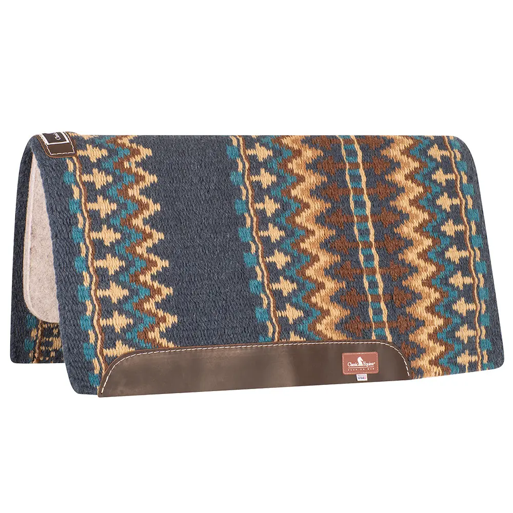 32 In X 34 Classic Equine 100% Wool Saddle Pad Dark Blue 1