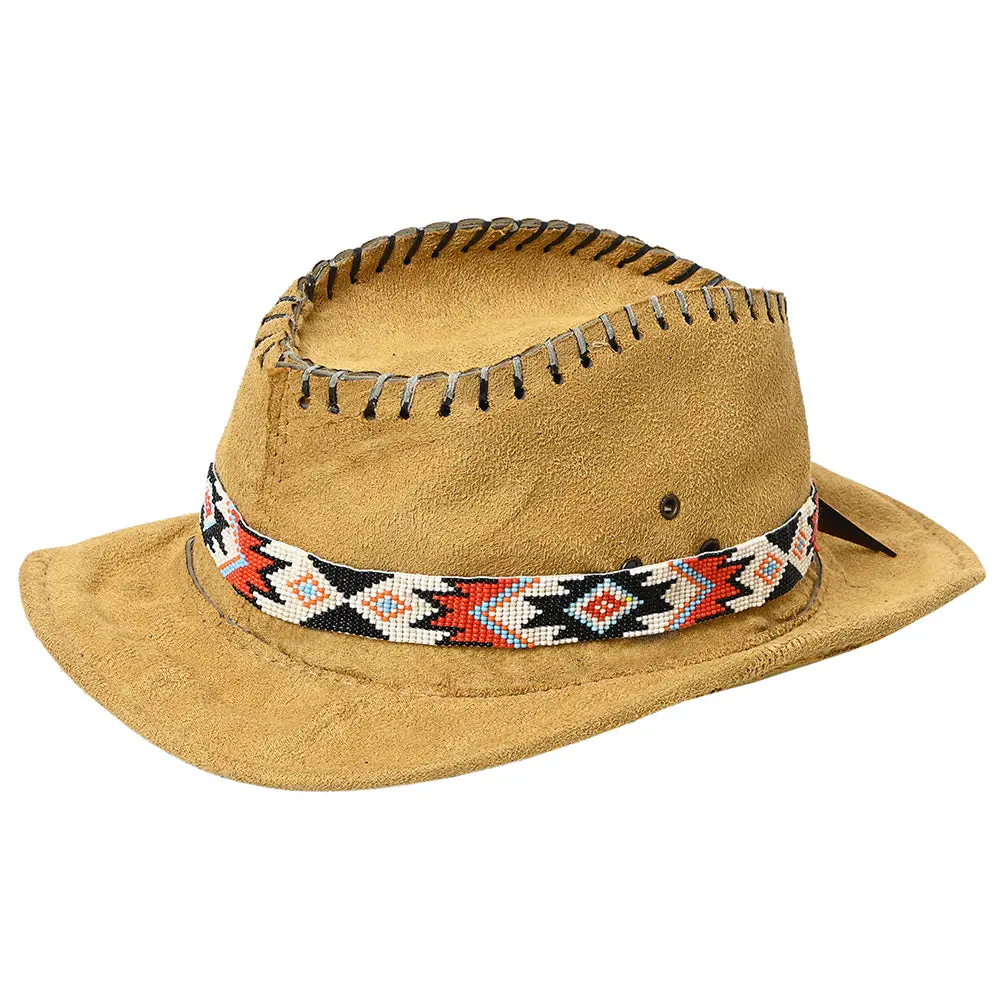 Hilason Beaded American Style Western Cowgirl Handmade Hatband Tan 1