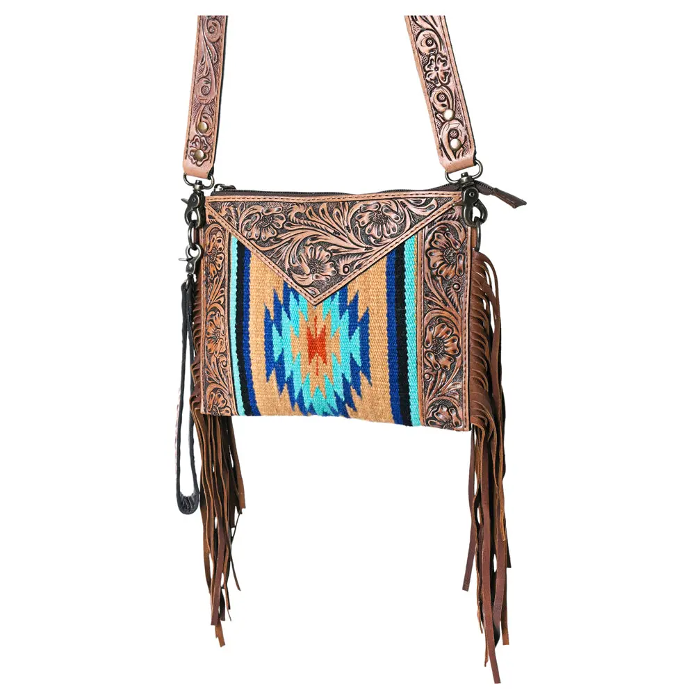 Ohlay Cross Body Hand Tooled Upcycled Wool Canvas Genuine Leather Women Bag Western Handbag Purse | For Womens Summer 1