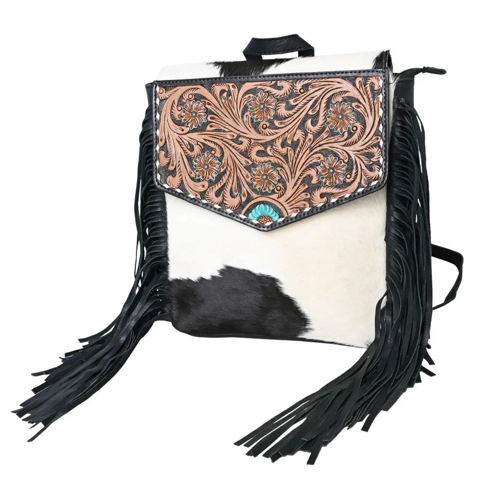 Ohlay Backpack Hand Tooled Upcycled Canvas Hair-On Genuine Leather Women Bag Western Handbag Purse Womens Handbags 1