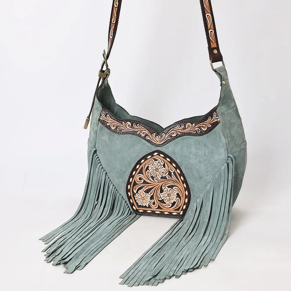 American Darling Fringed Hobo Bag Genuine Leather Hand Tooled Floral Carved Buck Stitched Western Purse Ykk Zipper 2