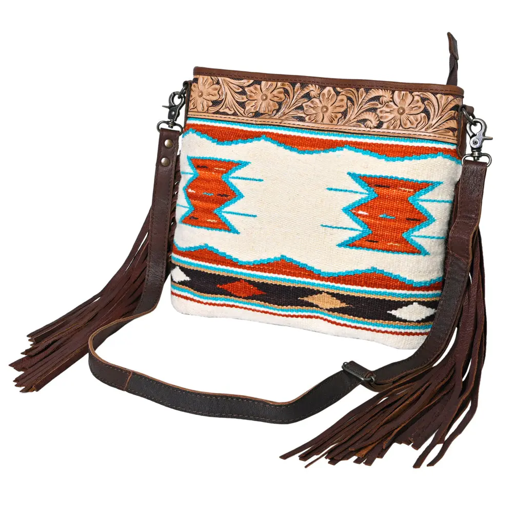 Ohlay Kbg283 Cross Body Hand Tooled Upcycled Wool Genuine Leather Women Bag Western Handbag Purse 1