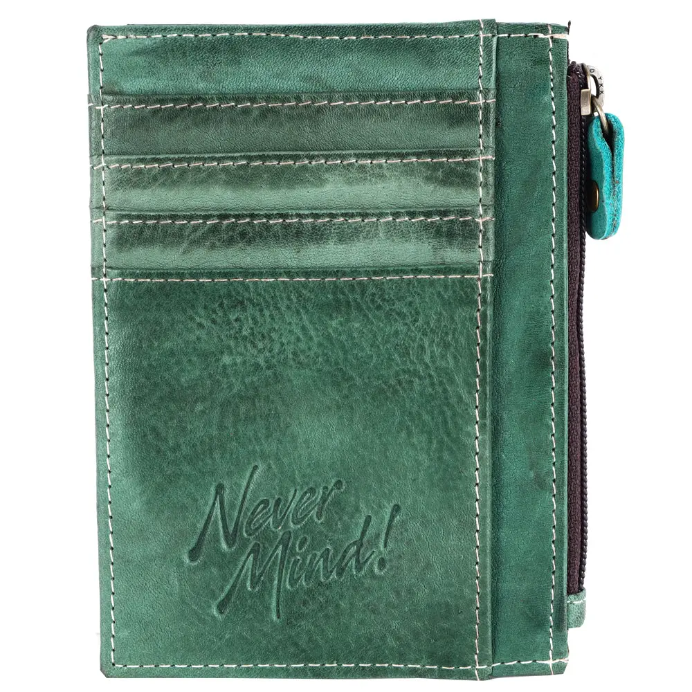 Never Mind Vintage Cowhide Wallet – Handcrafted Western-Style Women's Leather Accessory