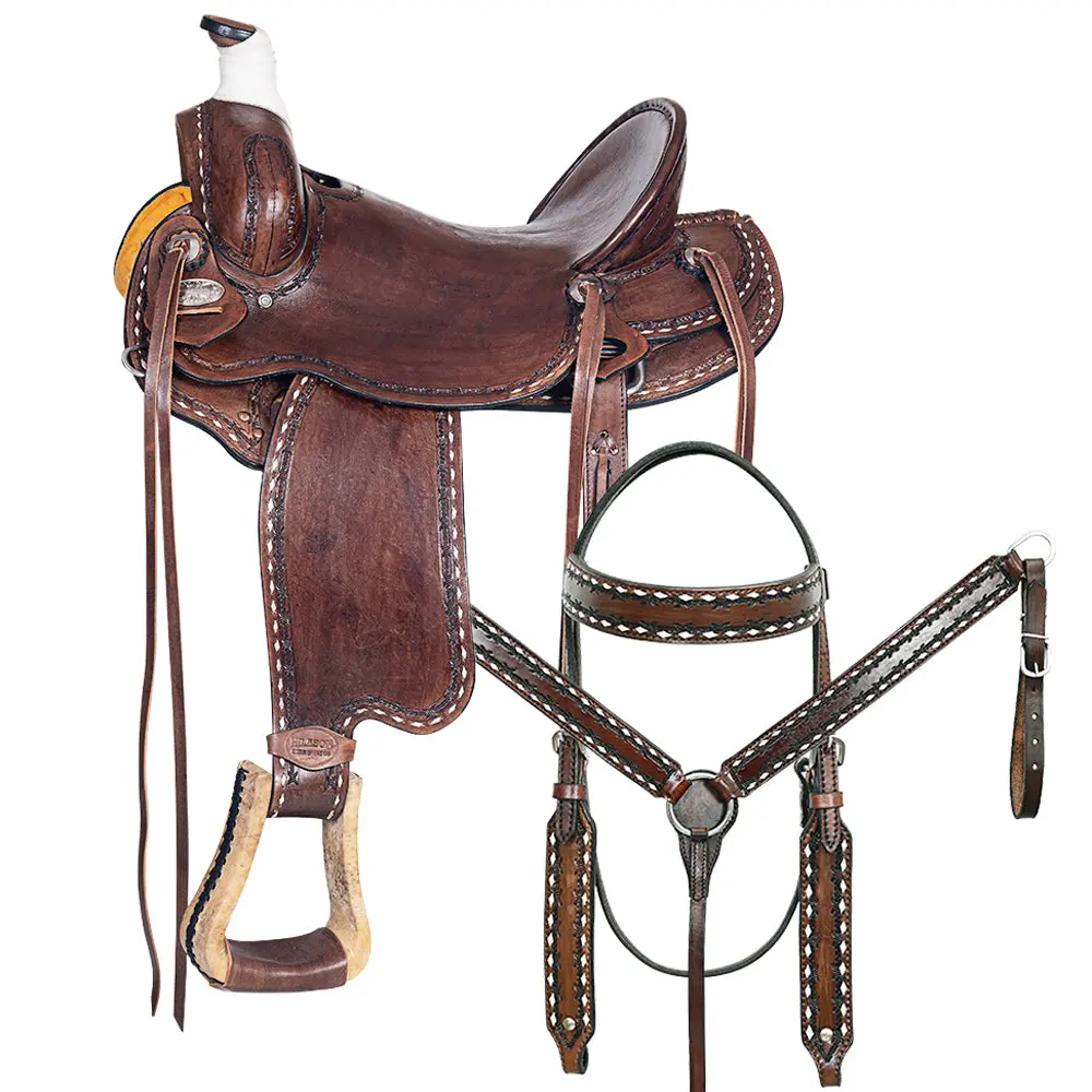 16 In Western Horse Saddle American Leather Ranch Roping Trail Hilason Dark Brown 1