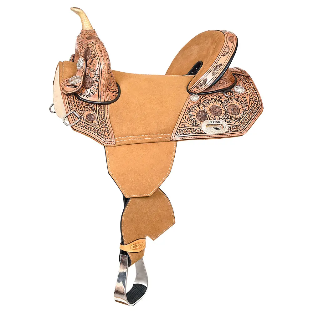 Hilason Western Horse Trail Barrel Floral Racing American Leather Saddle Tan 1