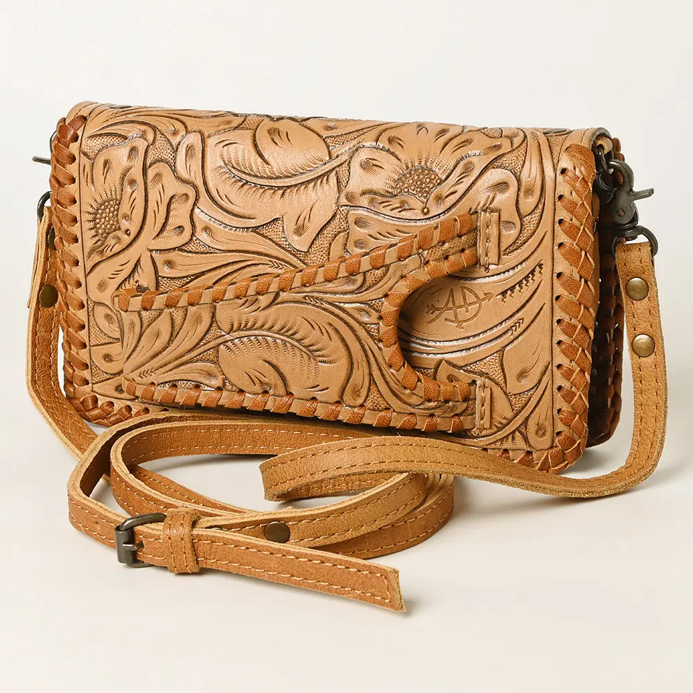 American Darling Western Hand-Tooled Leather Clutch Bag With Floral Carving And Premium Genuine Leather 3