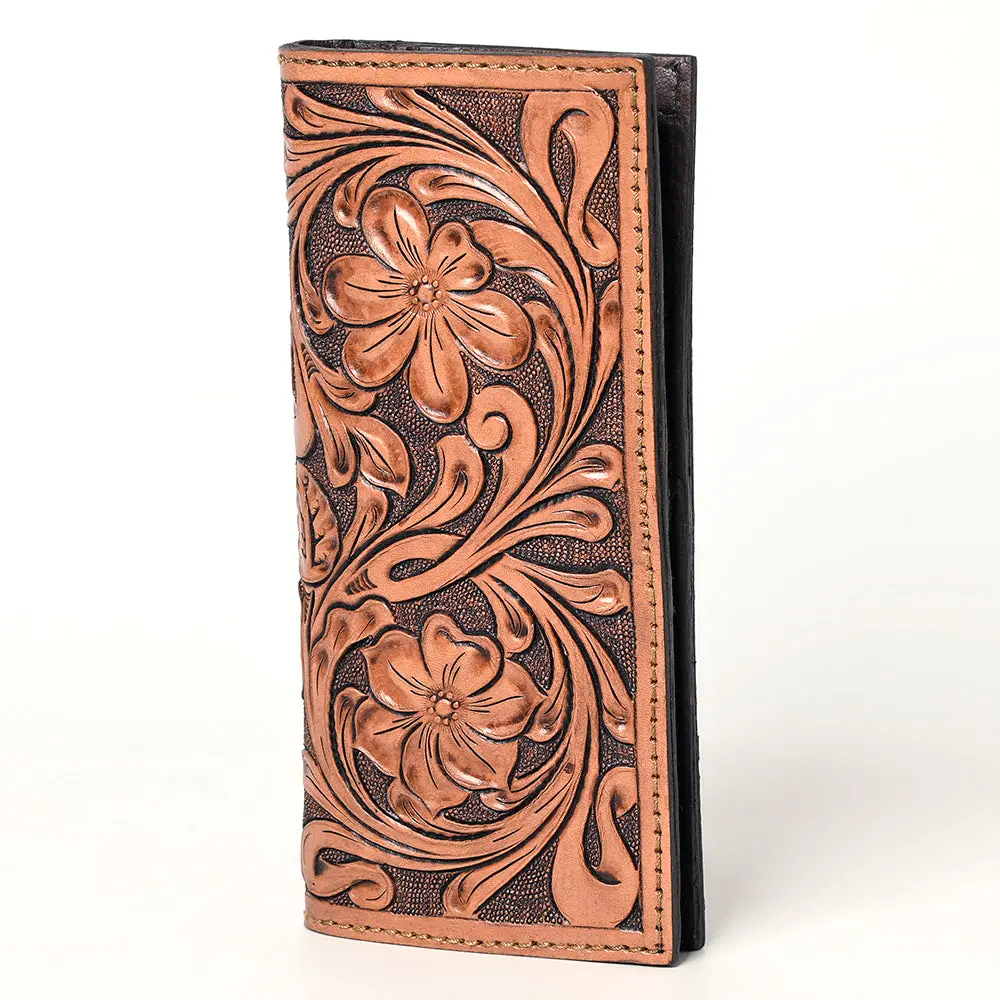 American Darling Hand Tooled Floral Carved Leather Clutch Bag Eco-Friendly Vegetable-Tanned Genuine Leather Western Wallet 1