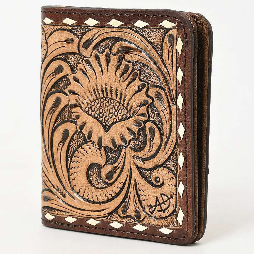 American Darling Hand-Tooled Floral Carved Western Leather Wallet Bag – Genuine Leather Women’S Slim Wallet For Everyday Use 1