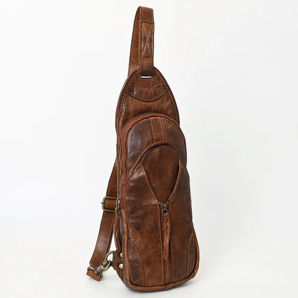 Genuine Western Leather Sling Bag For Women Crossbody Shoulder Backpack 1