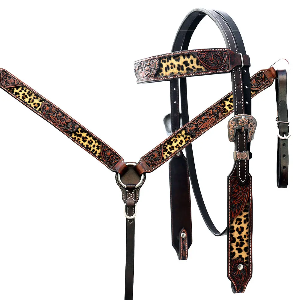 Comfytack Horse Floral Hand Carved Genuine Leather Breast Collar Headstall 1