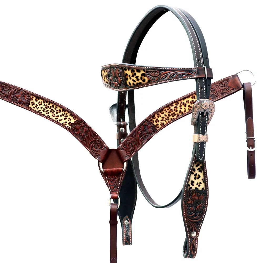 Floral Horse Western Leather Breast Collar & Headstall Comfytack By Hilason 1
