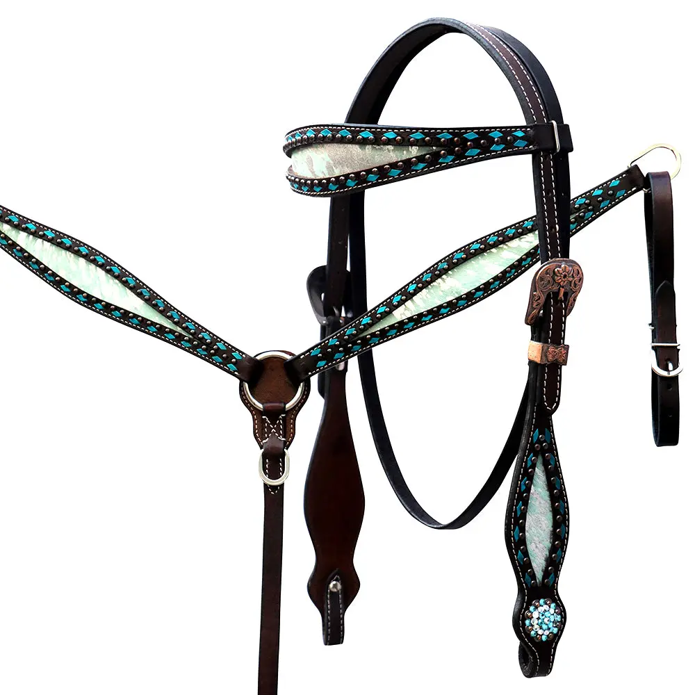 Floral Horse Western Leather Breast Collar & Headstall Comfytack By Hilason 1
