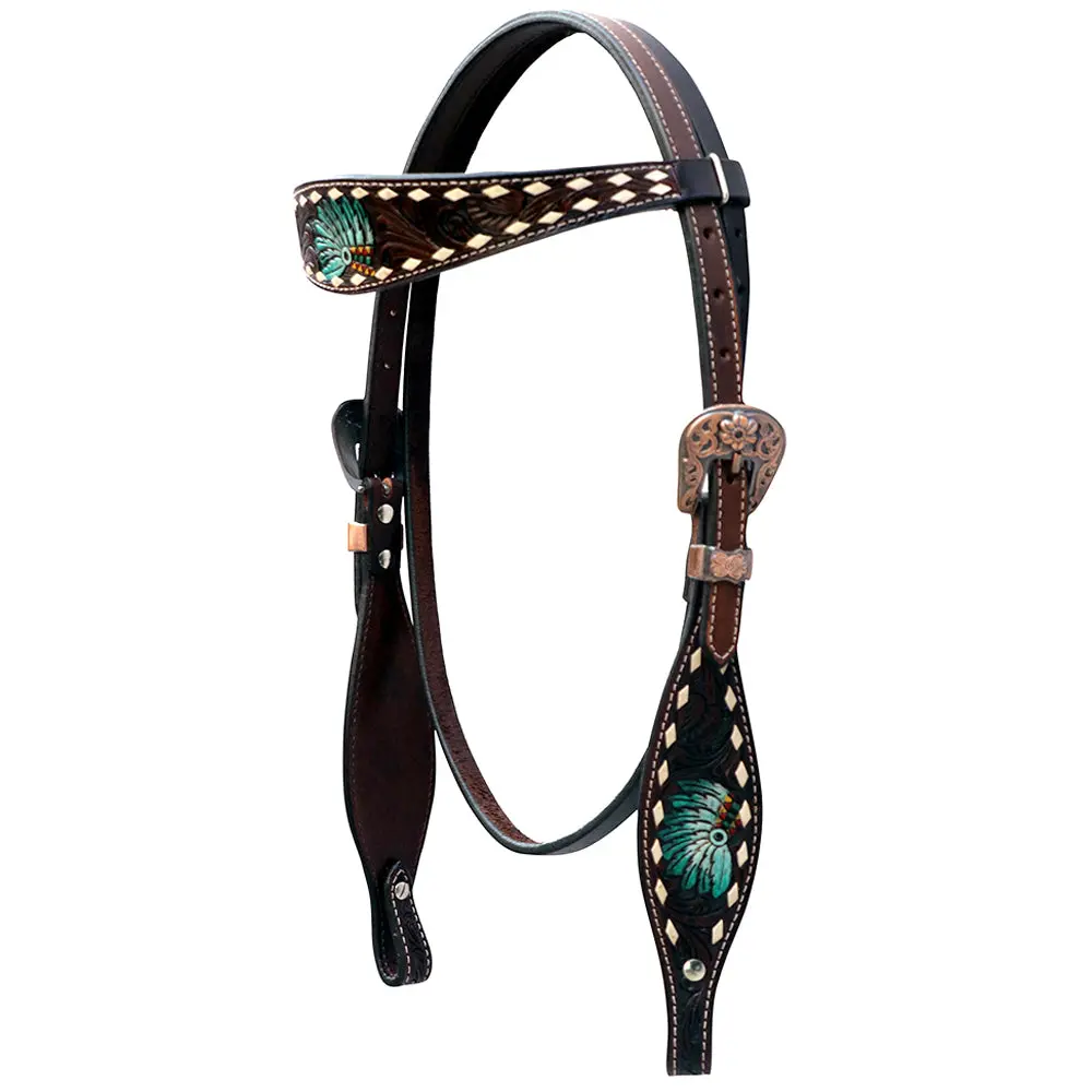 Studs Floral Hand Painted Horse Western Leather Headstall Comfytack By Hilason 1