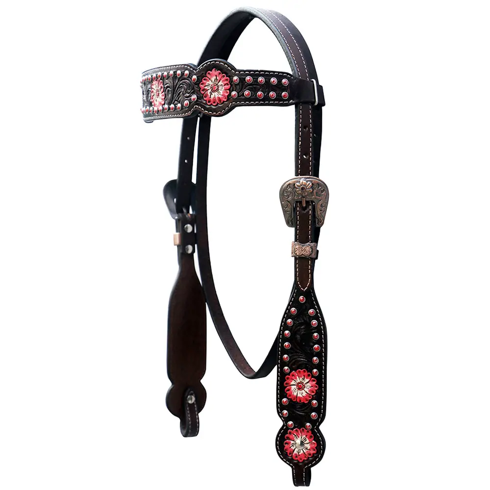 Comfytack Floral Horse Western Leather Breast Collar & Headstall Fringes 1