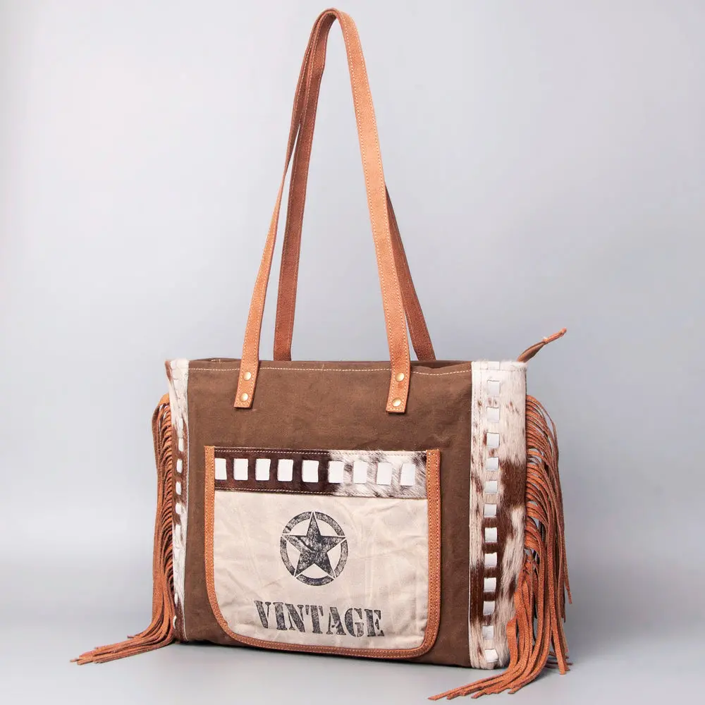 Ohlay Hobo Upcycled Canvas Hair-On Genuine Leather Women Bag Western Handbag Purse | Womens Handbags Belt For Summer 1
