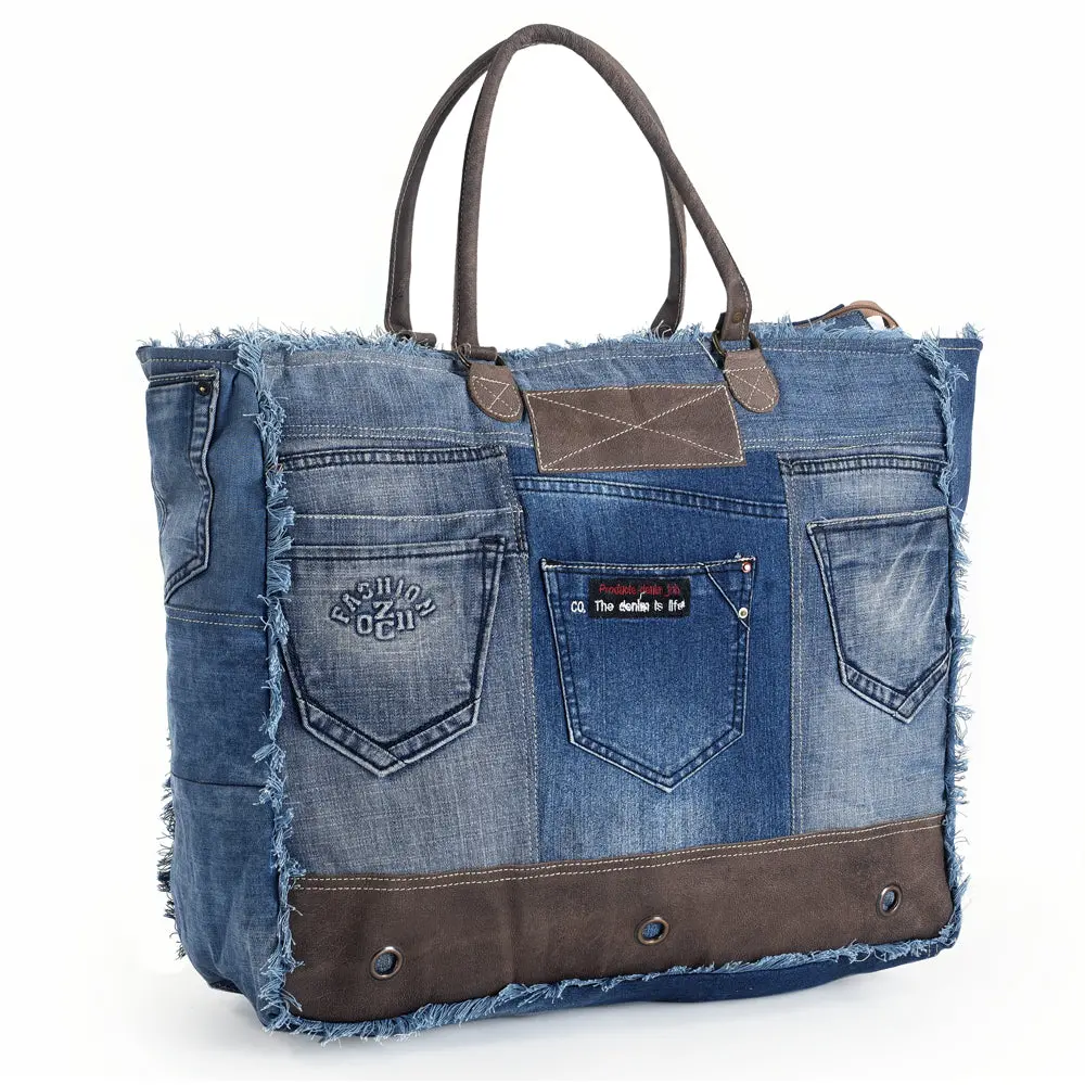 Ohlay Weekender 100% Cotton Demin Genuine Leather Women Bag Western Handbag Purse | Womens Handbags Belt For Summer 1