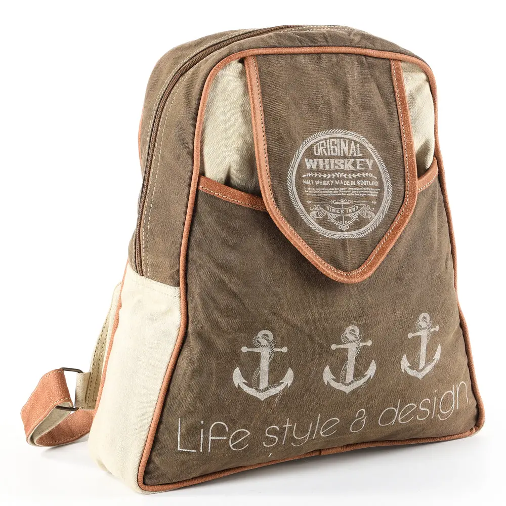 Ohlay Bags Ohv164 Backpack Upcycled Canvas Genuine Leather Women Bag Western Handbag Purse 1
