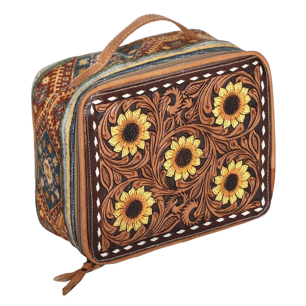 Ohlay Jewelry Case Hand Tooled Upcycled Canvas Genuine Leather Women Bag Western Handbag Purse Womens Handbags 1