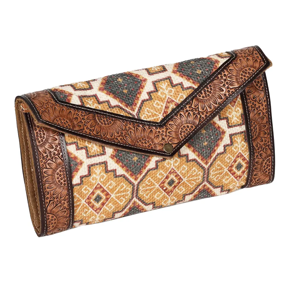 Ohlay Wallet Hand Tooled Upcycled Wool Genuine Leather Women Bag Western Handbag Purse Womens Handbags 1