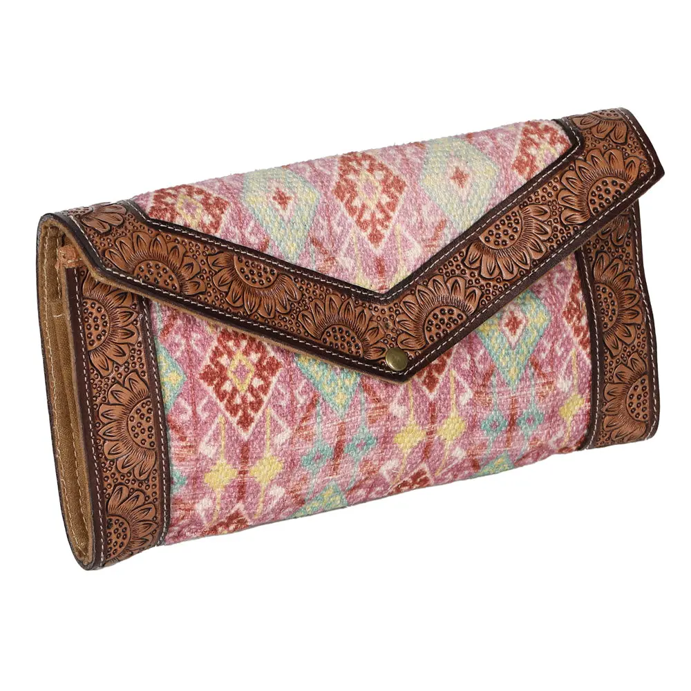 Ohlay Wallet Hand Tooled Upcycled Wool Genuine Leather Women Bag Western Handbag Purse Womens Handbags 1