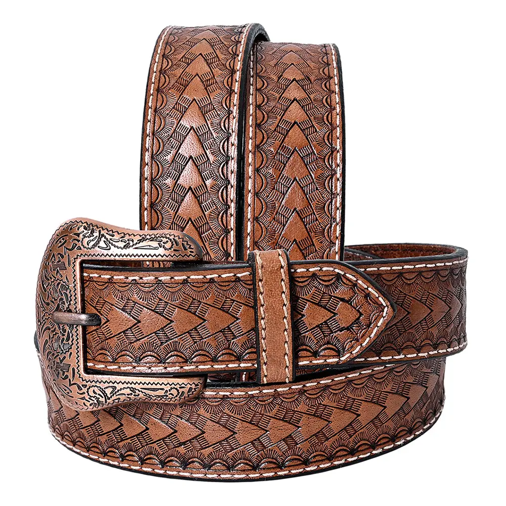 Comfytack Western Genuine Leather Belt For Men Women Cowboy Cowgirl Handmade Unisex Full Grain Heavy Duty Floral Tooled 1
