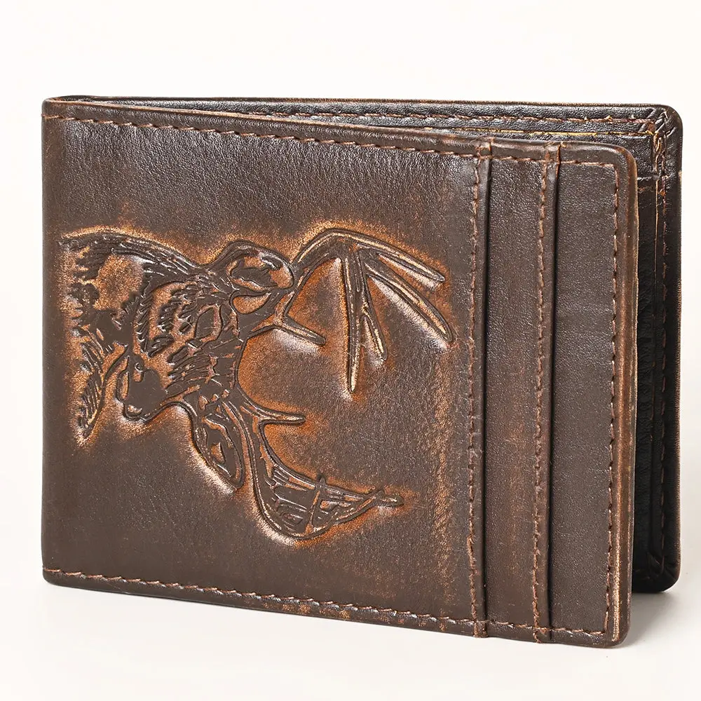 American Tanner Genuine Leather Hand Burnished Bifold Wallet For Men Women H4 X W3.25 D0.5 1
