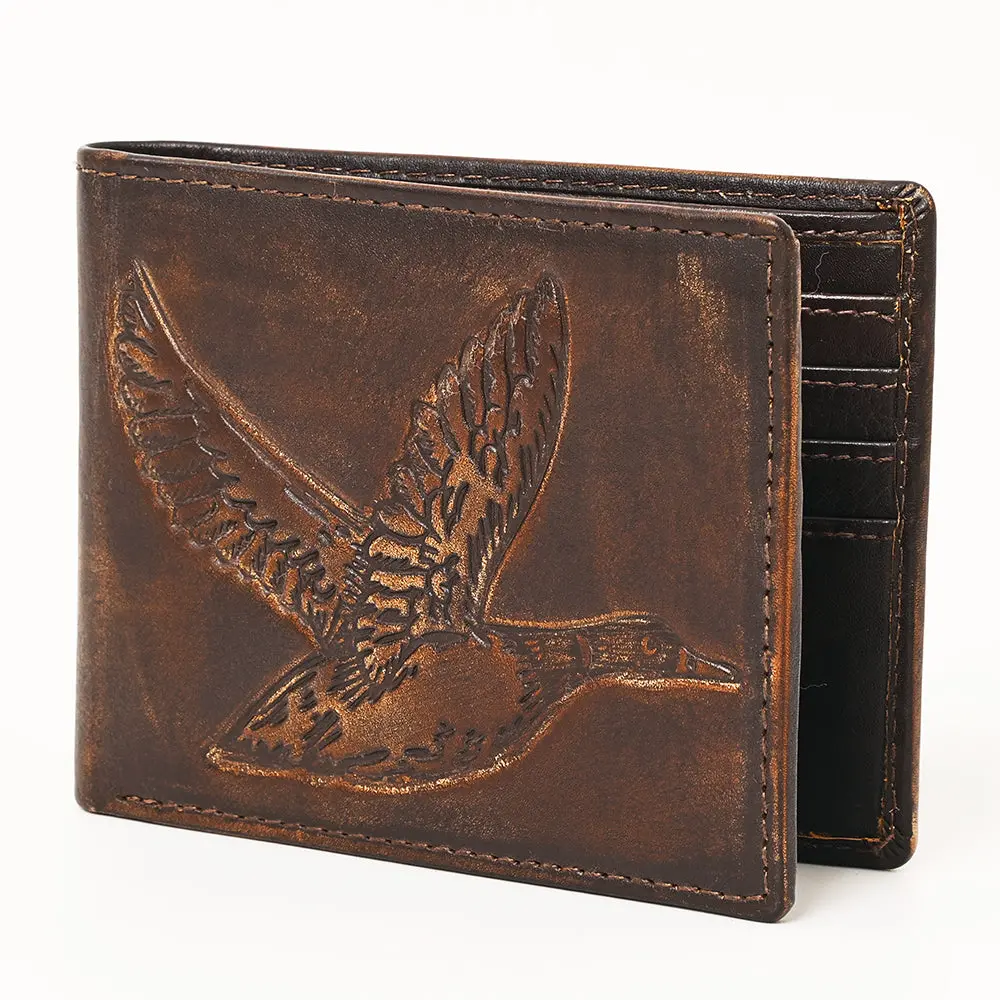 American Tanner Genuine Leather Hand Burnished Bifold Wallet For Men Women H3.5 X W4.75 D0.5 1