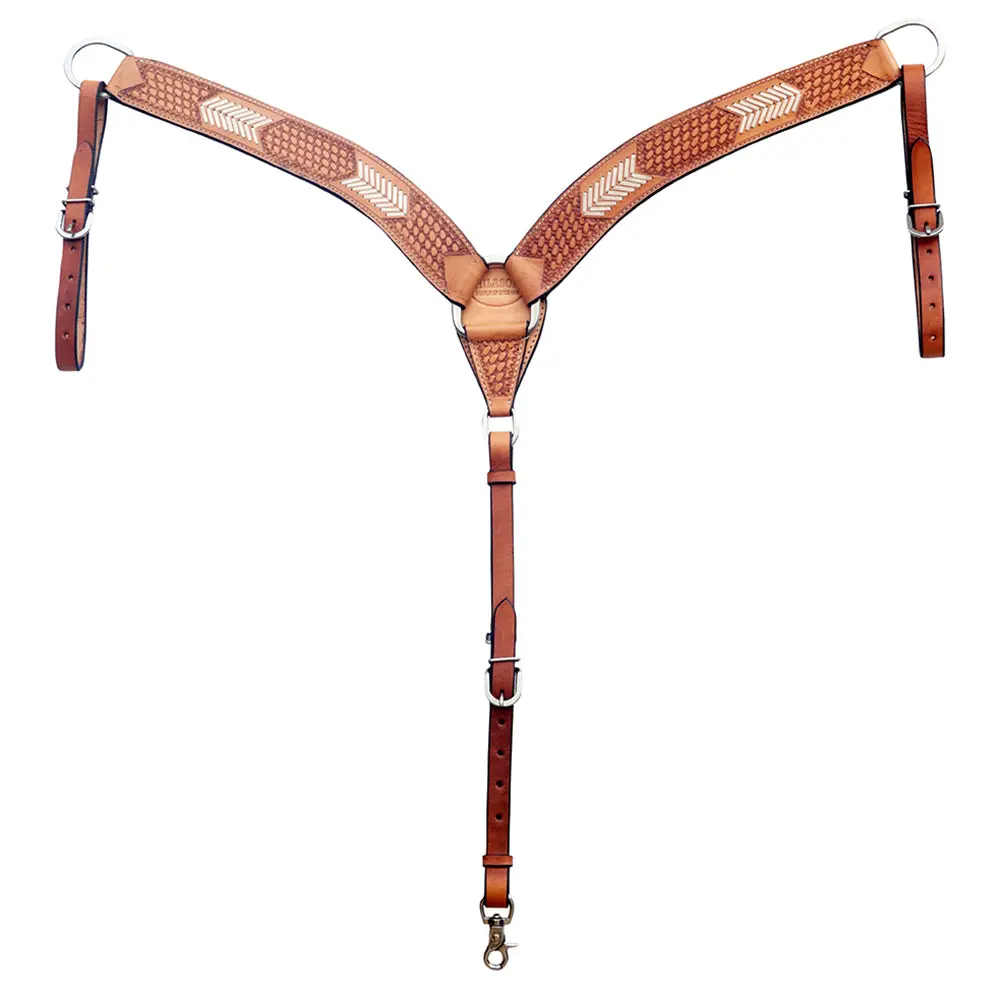 Hilason Western Leather Horse V Shaped Breast Collar Tan | |Western 1