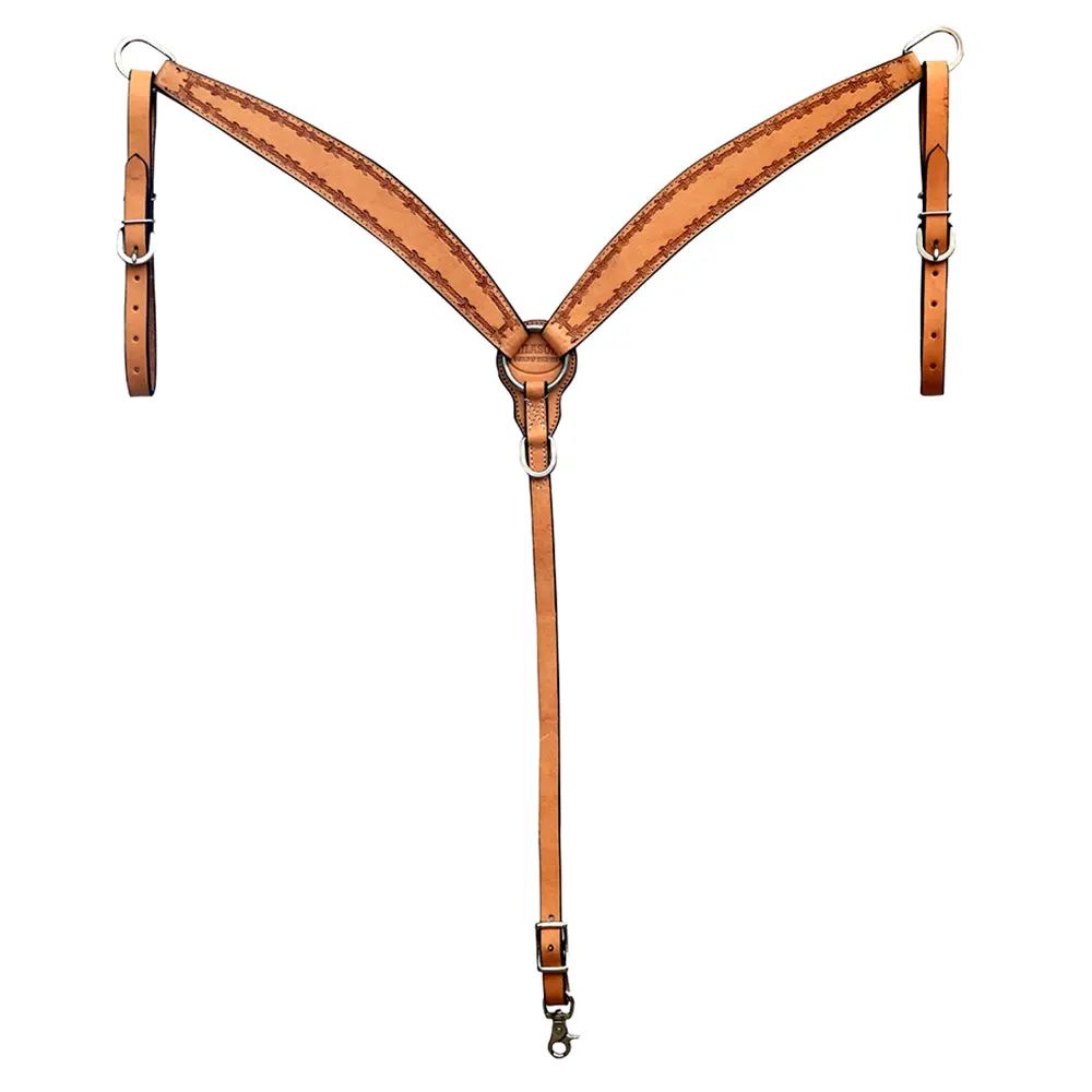 Hilason Western Leather Horse V Shaped Breast Collar Tan | |Western 1