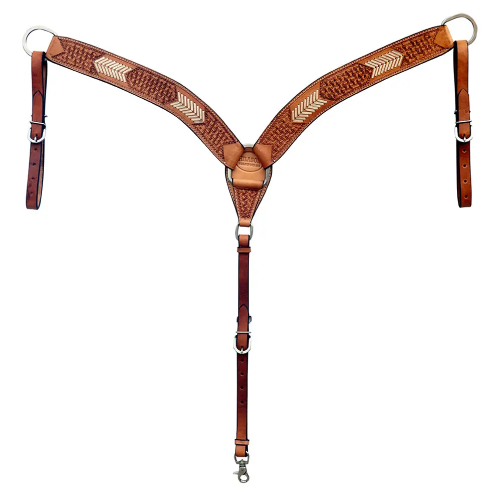 Hilason Western Leather Horse V Shaped Breast Collar Tan | |Western 1