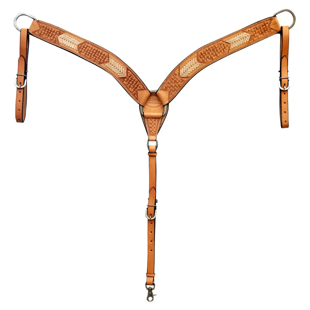 Hilason Western Leather Horse V Shaped Breast Collar Tan | |Western 2