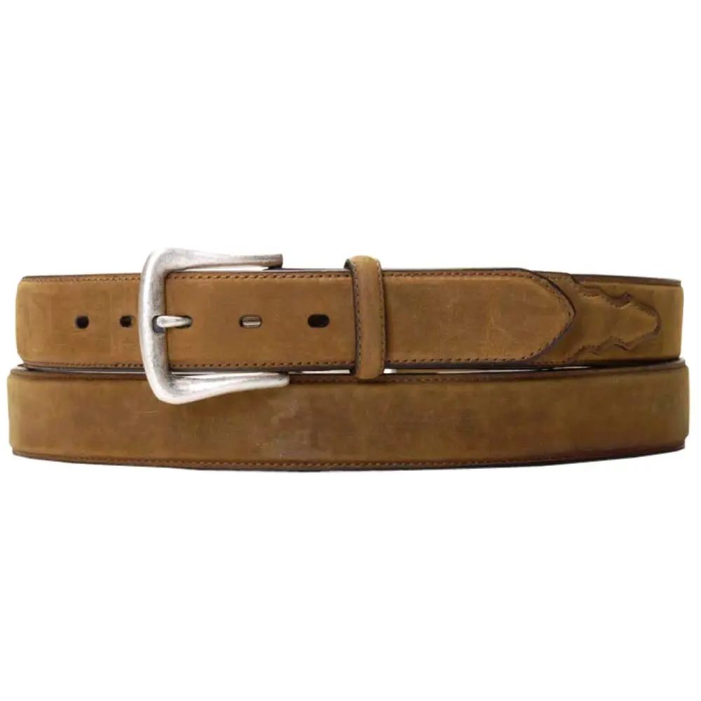 Nocona Leather Mens Belt Overlay 1-1/2 In Wide Silver Buckle Brown 1